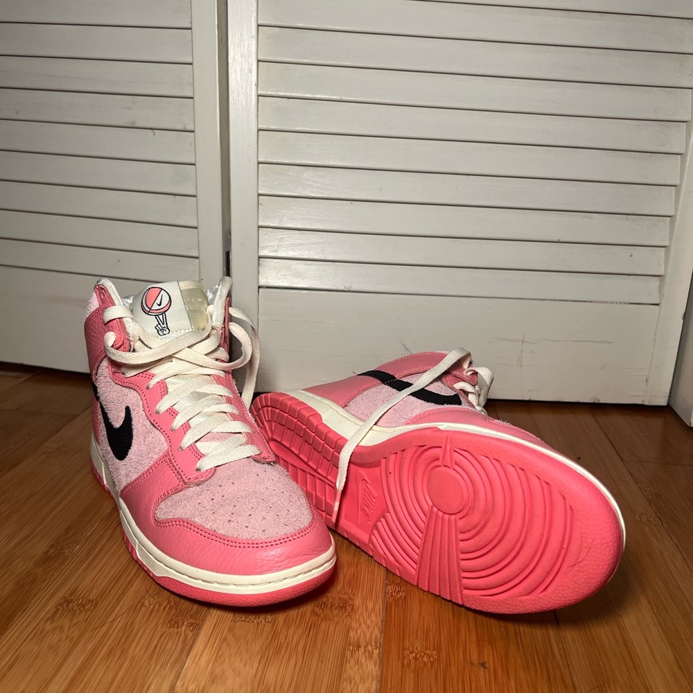 Nike Pink and White High-Top Dunks ‘Hoops’